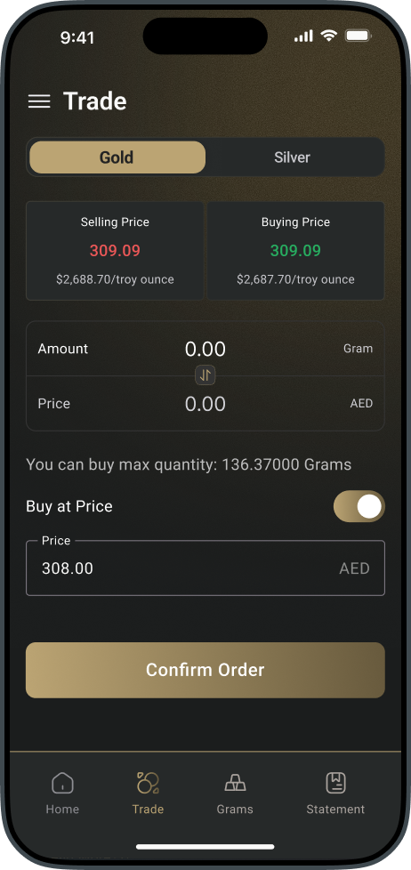 Trading module — order entry with pricing